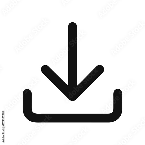 A download icon with an arrow pointing down on white background
