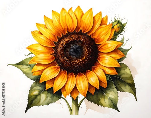 Detailed illustration of a sunflower