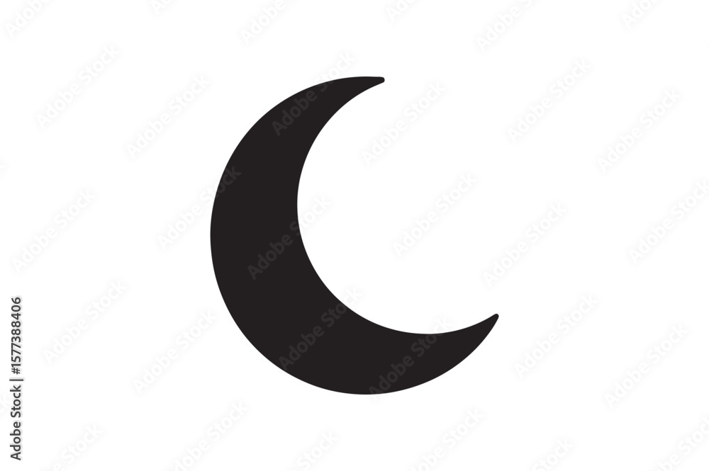 Obraz premium Crescent Moon icon silhouette vector with white background