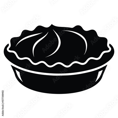 Stylized illustration of a whole pie emitting wisps of steam perfect for culinary themes and bakery branding