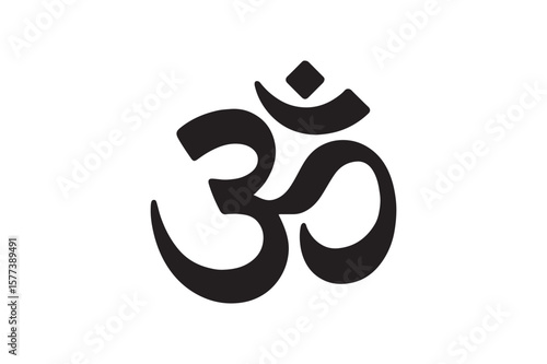Om Symbol icon silhouette vector with white background