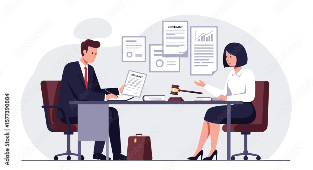 Fototapeta premium Business negotiation meeting with contract discussion in office setting