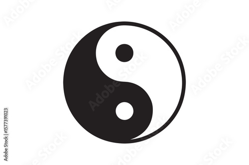 Yin Yang Balance icon silhouette vector with white background