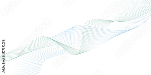 Abstract blue smooth wave on a white background. Dynamic sound wave. Design element. Vector illustration. 