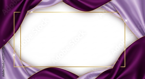 Elegant Purple Silk Frame with Golden Accents and Sparkling Highlights