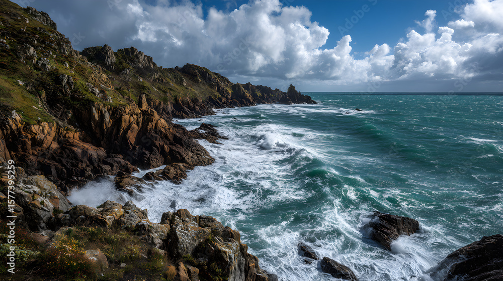 Wild Cliffside Dance: Nature's Unyielding Battleground Between Land and Sea Wild Cliffside Dance: Nature's Unyielding Battleground Between Land and Sea