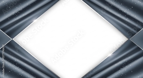 Elegant Silver and Gray Frame with Sparkling Accents on White Background