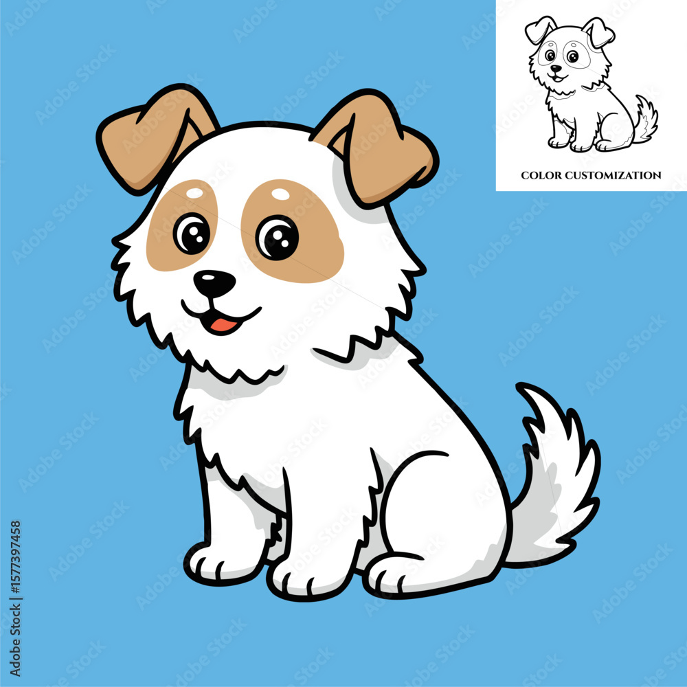 Fototapeta premium Cute cartoon dog. Vector illustration of a small funny dog.
