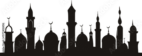 Kazan city skyline silhouette with mosque and minaret architecture, a famous landmark for tourism and culture.
