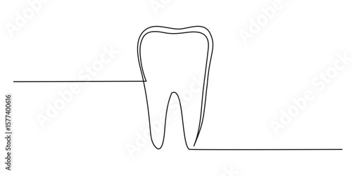 Continuous one line drawing of Tooth icon. Single line vector illustration