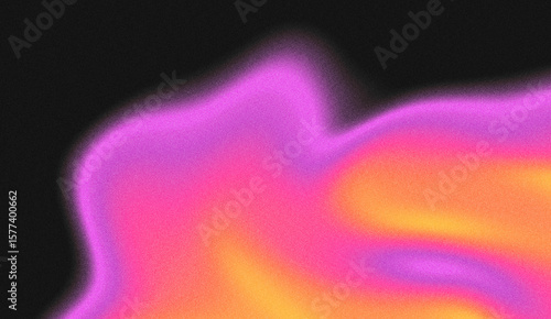 Form flowing with magenta and pink blending into orange on a dark grainy field