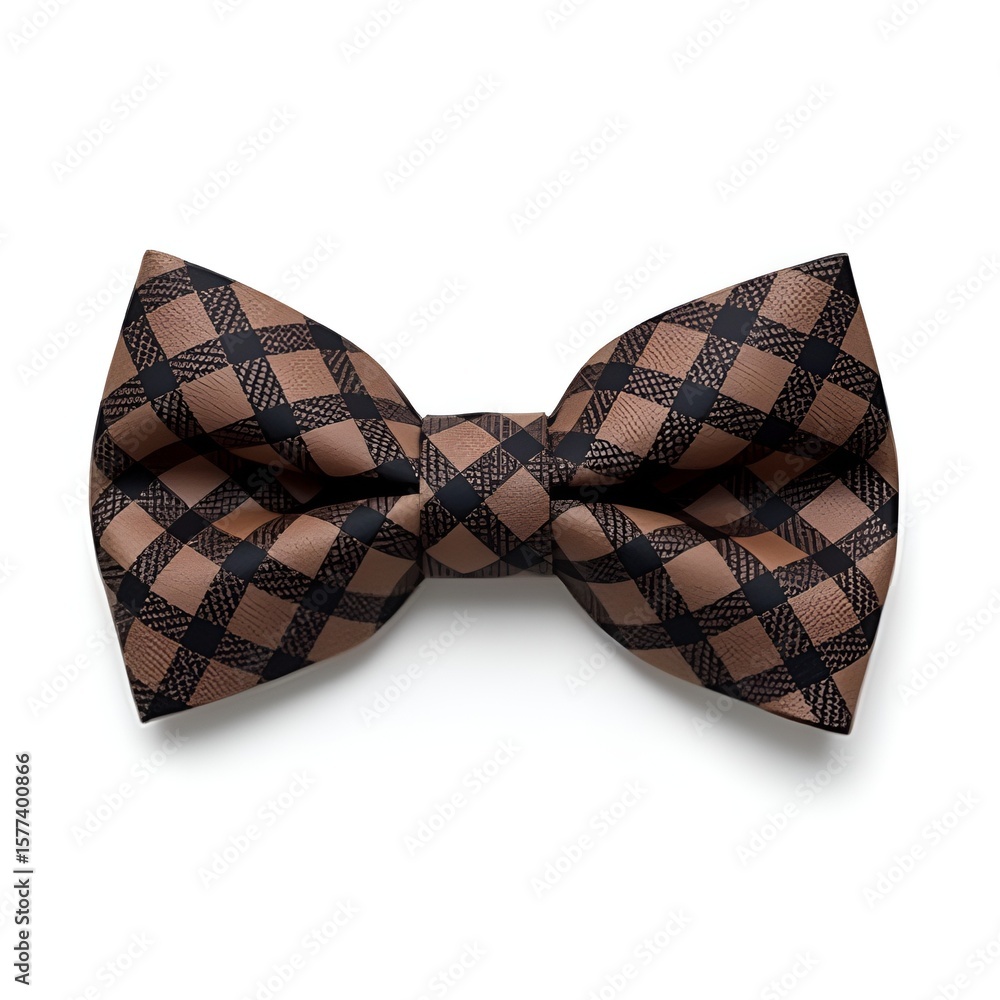 Brown Checkered Bow Tie Isolated on White Background – Stylish Fashion Accessory Image Brown Checkered Bow Tie Isolated on White Background – Stylish Fashion Accessory Image