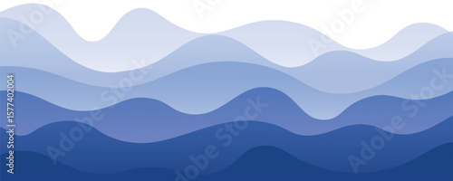 Ocean waves and blue layered vector background illustration sea beach vector illustration, eps10.