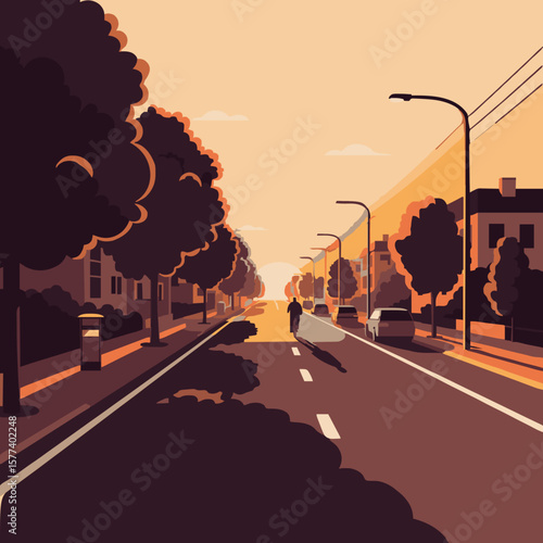 A Street at Sunset