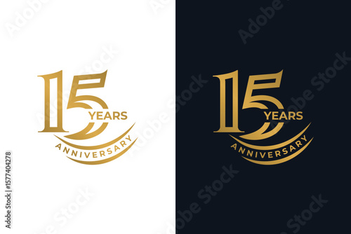 Sophisticated Golden Fifteen Year Anniversary Design