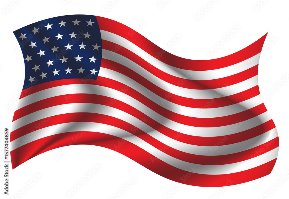 Fototapeta premium USA waving flag. American national symbol isolated on white background. Banner design element 