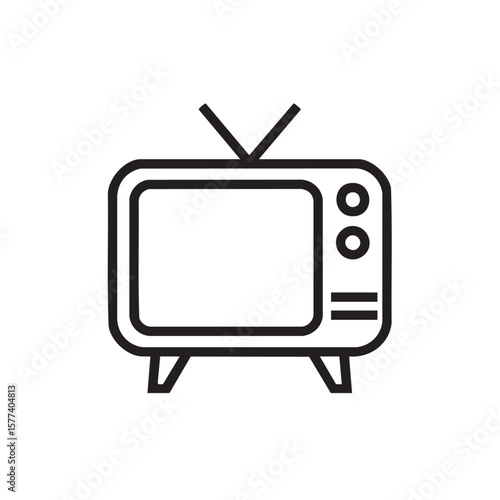 An outline icon of an old television set with an antenna.
