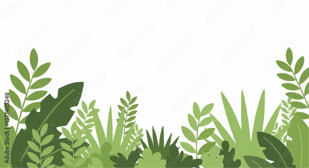 Obraz premium Floral Background with Leaves – Simple Flat Vector Illustration with Copy Space for Text, Perfect for Posters, Cards, and Banners