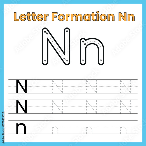 letter formation N

alphabet tracing N

uppercase and lowercase N

handwriting practice Nn

letter N tracing worksheet

learn to write letter N

dotted letter N

N handwriting worksheet

preschool let
