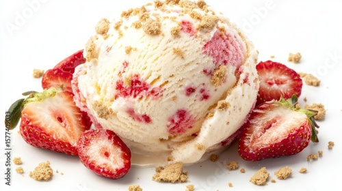Delicious Strawberry Cheesecake Ice Cream with Fresh Strawberries