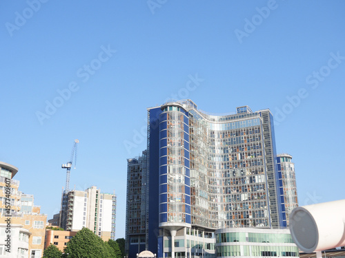 modern luxury tower block by the river Thames in London UK