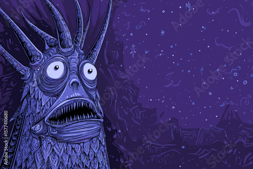 Scary Alien Monster, Vector Illustration