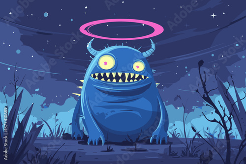 Scary Alien Monster, Vector Illustration