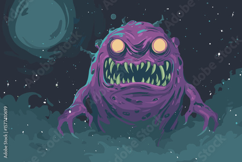 Scary Alien Monster, Vector Illustration