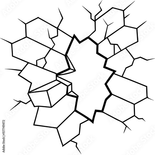 Cracked ground hole icon in outline style on white background
