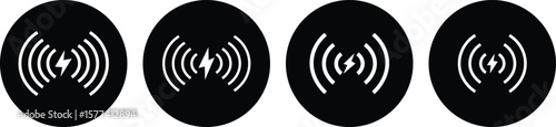 Wireless charging icon set. Wireless Charging Vector Design Icon Style. Line and Solid icon collection
