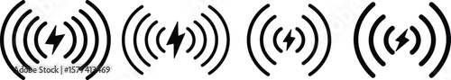 Wireless charging icon set. Wireless Charging Vector Design Icon Style. Line and Solid icon collection
