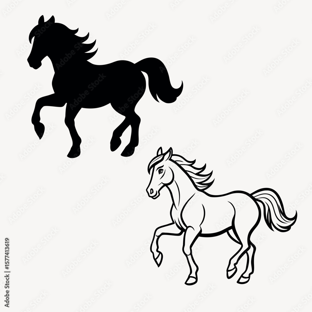 Obraz premium A hours silhouette, line art vector