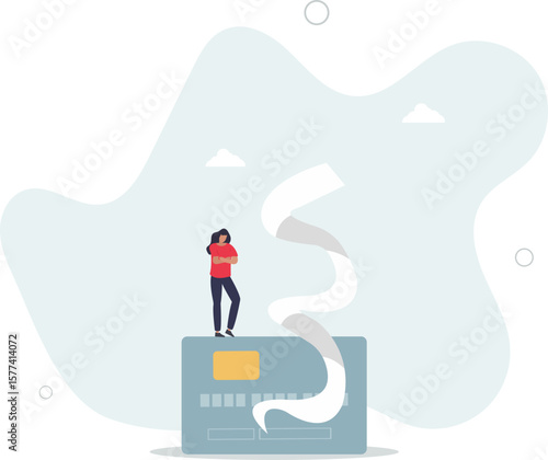 Credit card debt problem, overspend or shopping trouble, consumerism or buying addicted causing financial problem concept.human life.