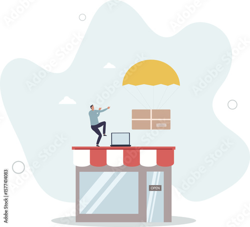 Dropshipping business model by open e-commerce website store and let supplier ship product directly to customer concept,human life.
