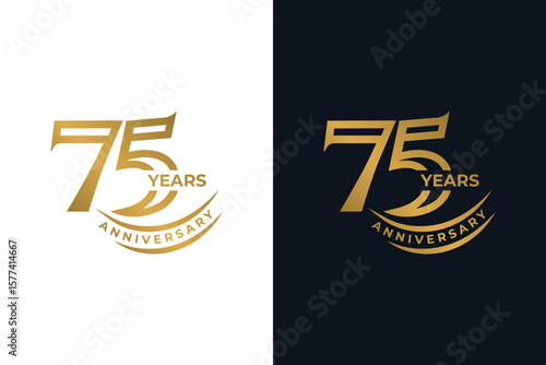 Sophisticated Golden 75th Anniversary Celebration Graphic
