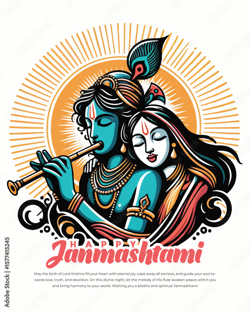 Fototapeta premium Happy Krishna Janmashtami celebration Indian festival social media post banner poster