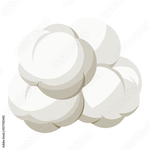 white cotton balls or cotton pads arranged in a small pile. The cotton appears soft, fluffy, and has the characteristic fibrous texture of medical or cosmetic cotton.
