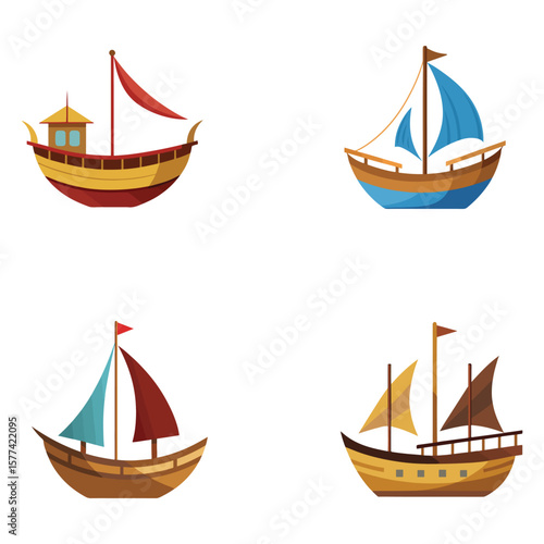 set of sailing boats