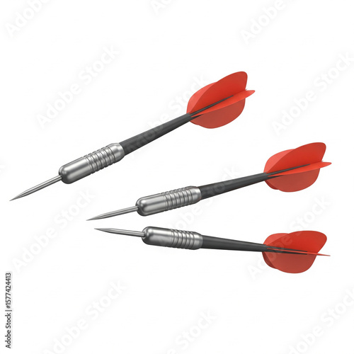Floating darts isolated on white. Business goal concept