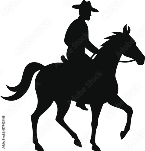 Vector woman riding horse silhouette isolated on white