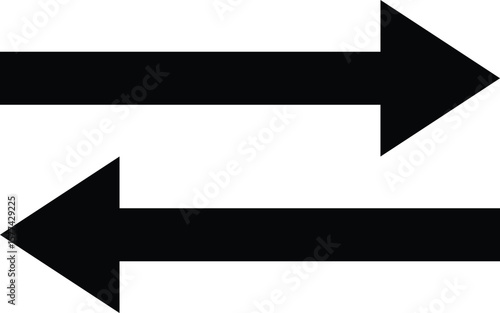 Two opposing black arrows pointing left and right isolated on transparent background