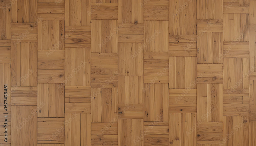 Naklejka premium Warm Light Brown Wood Planks, Interlocking Pattern, Rustic Texture, Seamless Tileable Background