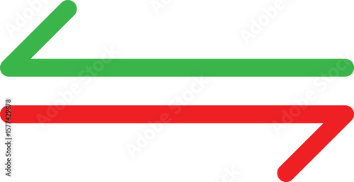 Two opposing arrows one green and one red isolated on transparent background