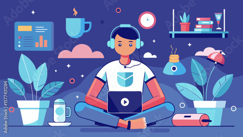 doctor with stethoscope, remote work illustration