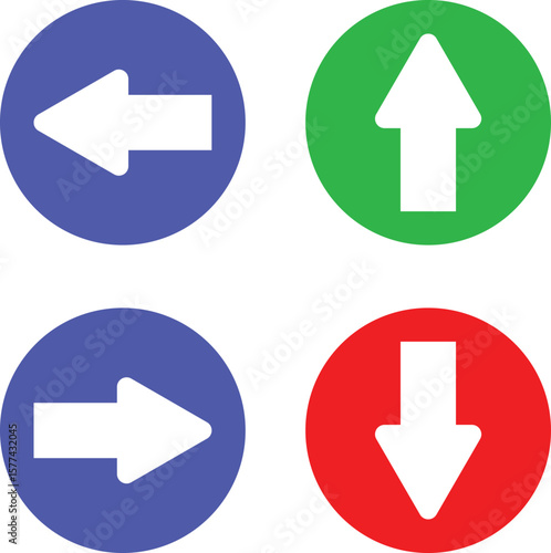 Free Download Four directional arrows in colored circles isolated on transparent background - GFXLoad