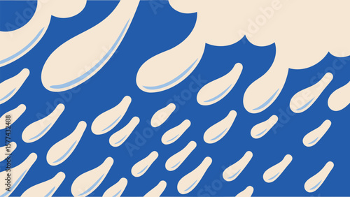 Illustration of falling cream drops against a blue background with a cream cloud at the top