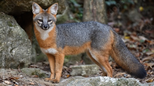 Gray fox in natural habitat