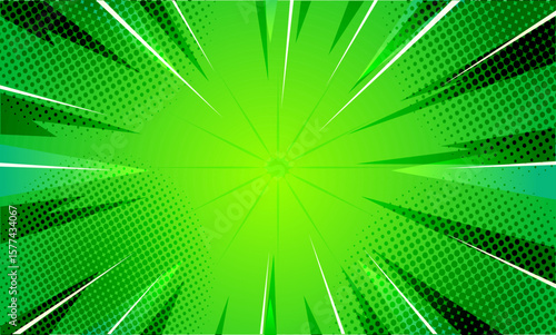Abstract Comics Book Green Background with Halftone Element. Vintage Superhero Poster Free Vector