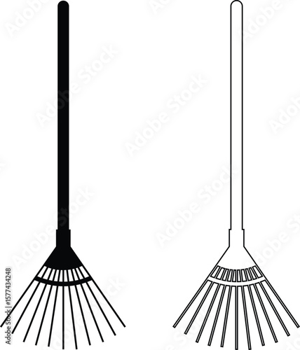 Gardening tools icon set hand rake vector collection isolated on transparent background for creative projects. Gardening tools landscape construction farm work equipment