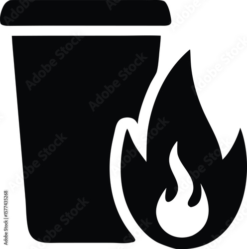 Incineration icon burning trash
